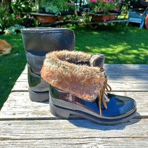 Dav furry rubber boots